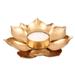 Bungalow Rose Golden Lotus Glow, Steel Tealight Candleholder Stainless Steel in Gray/Yellow | 0.8 H x 4.9 W x 4.9 D in | Wayfair