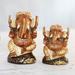 Bungalow Rose Imperial Ganesha Gold-Accented Wood Statuettes (Pair) Wood in Brown/Gray | 3.8 H x 2.6 W x 2.7 D in | Wayfair