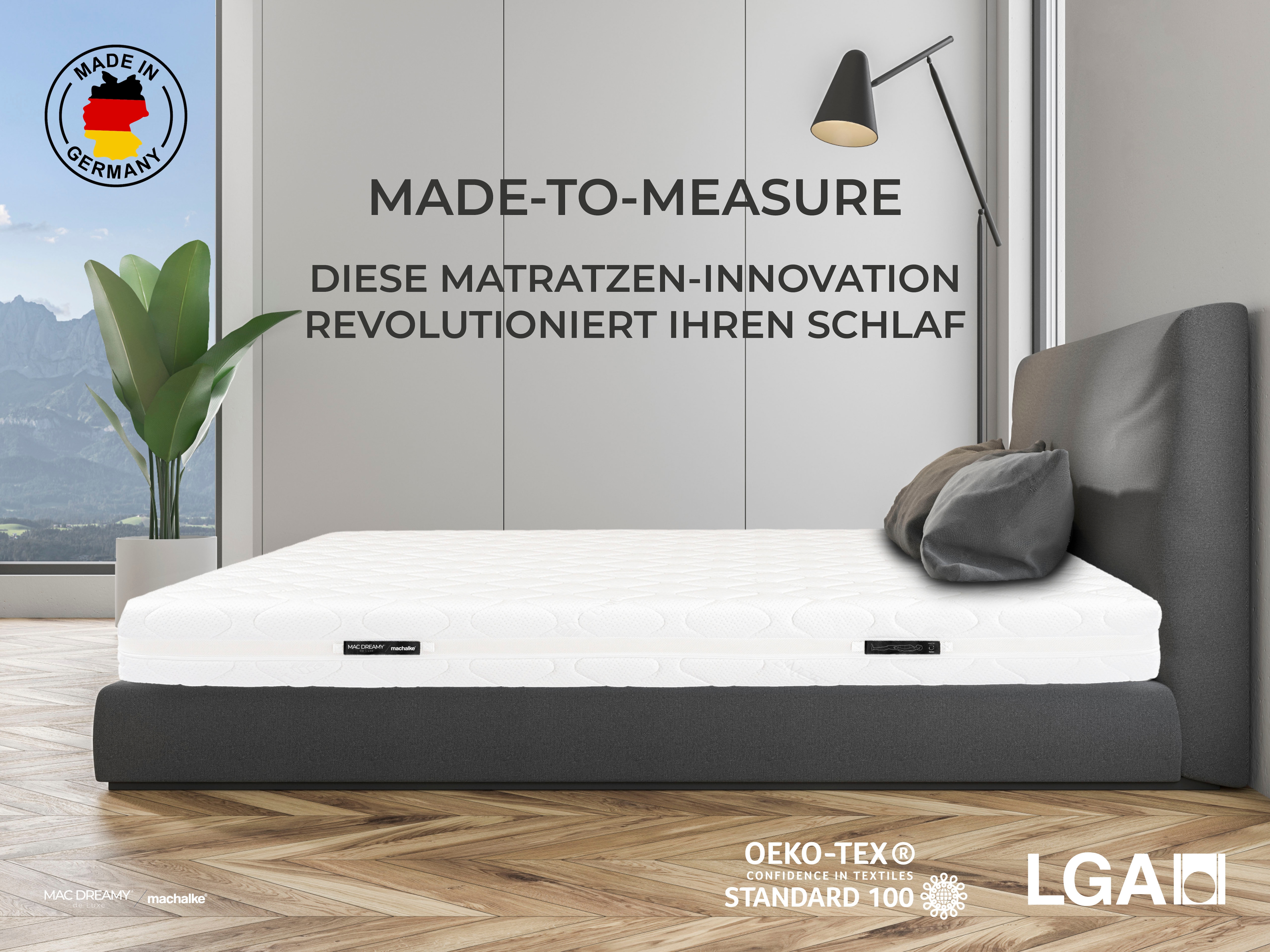 Kaltschaummatratze MACHALKE "Mac Dreamy de Luxe" Gr. 21, weiß, B:100cm H:20cm L:200cm, Bezug (oben): 60% Polyester, 40% Lyocell (TENCEL™). Bezug (unten): 100% Baumwolle, Matratzen, Premium Matratze in verschiedenen Größen, luxuriöse Wendematratze Image
