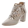 High-Heel-Stiefelette LASCANA, Damen, Gr. 37, grau (hellgrau), Obermaterial: 100% Textilmaterial. Futter: 100% Lederimitat. Decksohle: 100% Lederimitat. Laufsohle: 100% Synthetik, unifarben, modisch, Schuhe, mit femininer Spitze und Blockabsatz,...