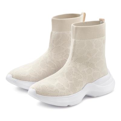 Sneaker LASCANA "Sock Boot", Damen, Gr. 37, beige, Obermaterial: 100% Textilmaterial. Futter: 100% Textilmaterial. Decks