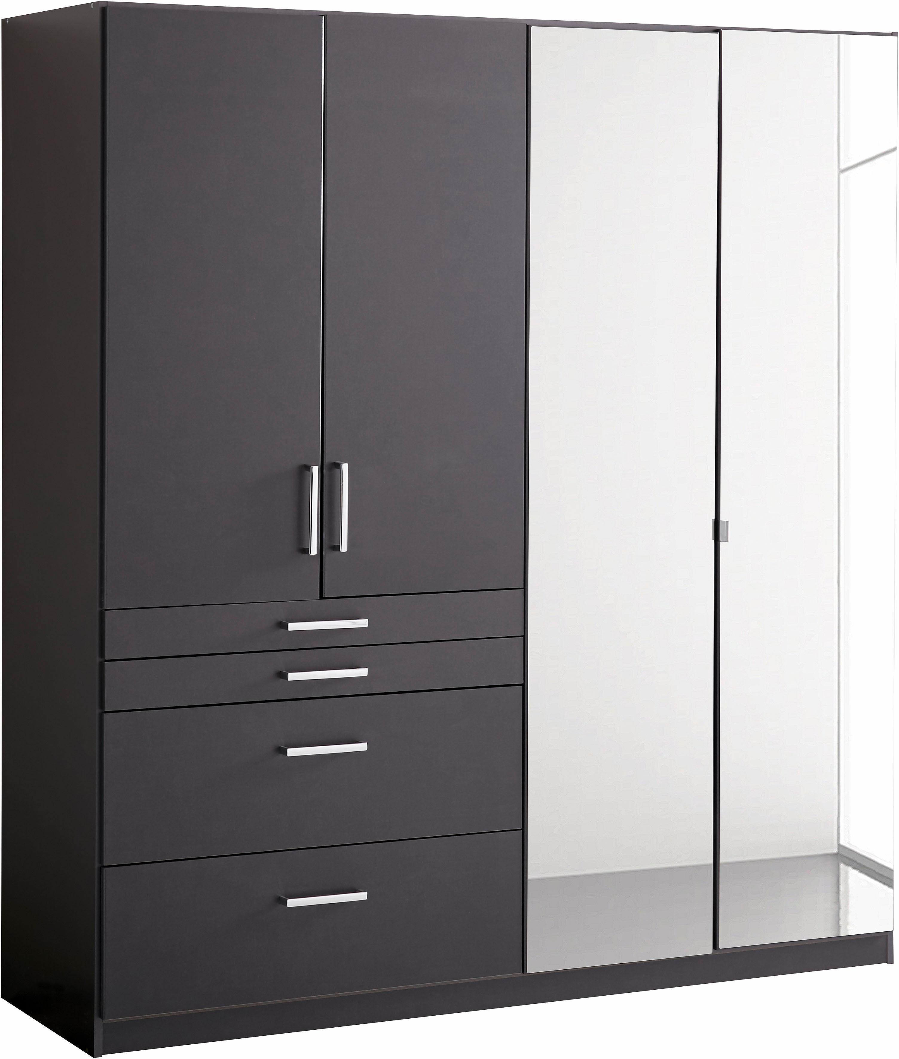 Kleiderschrank RAUCH "Harburg Bestseller im Schlafzimmer", grau (graumetallic), B:181cm H:197cm T:54cm, Schränke, Kleiderschrank, Schlafzimmerschrank Schrank Garderobe mit Spiegel