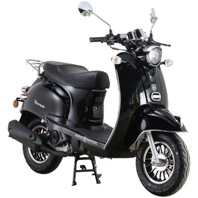 Motorroller ALPHA MOTORS "Venus", schwarz (schwarz, schwarz), Motorroller & Mofas, 45 km/h, im Retro-Look, B:67cm H:115c