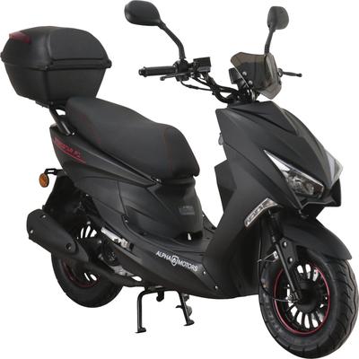 Motorroller ALPHA MOTORS "Speedstar FI", schwarz (mattschwarz, schwarz), Motorroller & Mofas, 45 km/h, mit Lenkerschloss, B:68cm H:105cm L:183cm