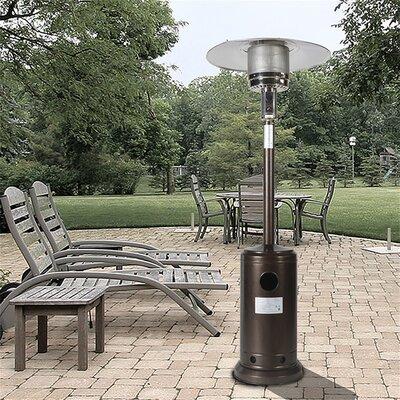 Arlmont & Co. Kolossi 46000 Btu Mushroom Outdoor Patio Heater, w/ Two Smooth-rolling Wheels, with Hose Set, with Black Cover, with Round Side Table | Wayfair