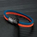 MKENDN hommes femmes créatif Colorblock Bracelet Double brin corde de survie nautique Bracelet noir acier inoxydable fermoir magnétique