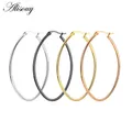 Alisouy Fashion – 1 paire de boucles d'oreilles en acier inoxydable couleur or petit cercle ovale