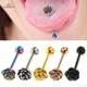 Starbeauty-Anneau de langue rose noire en acier inoxydable piercing à l'hélice bijoux de corps 1