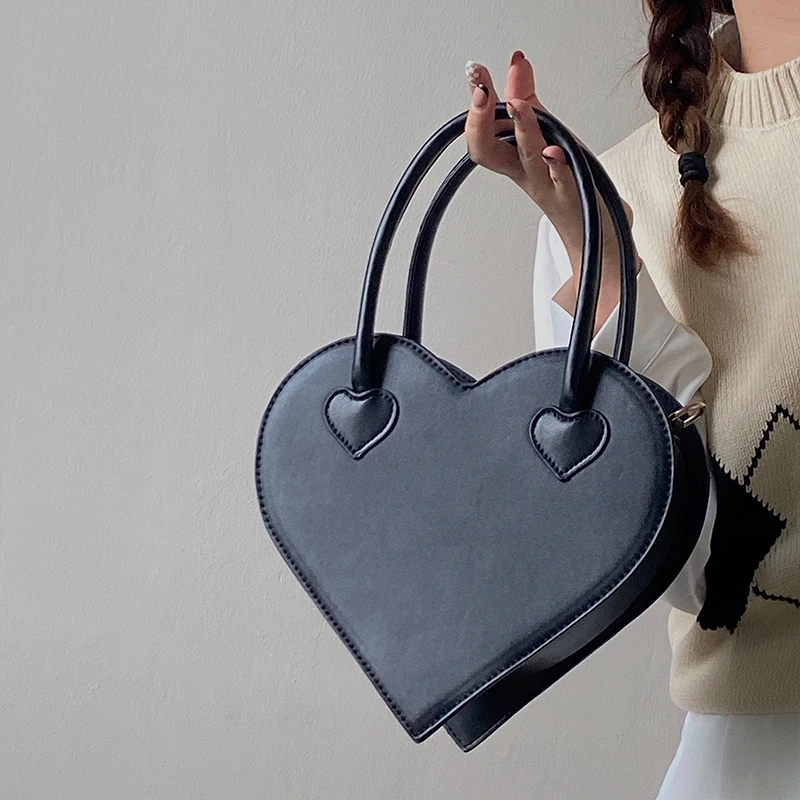 Sac à Main Vintage Cool avec Cœur d'Amour pour Femme, Design de Mode, Rétro, Noir, Petit Fourre-Tout, Sacoche