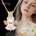 SINLEERY-Petit pendentif ange en opale pour femme collier en cristal de document doré accessoires