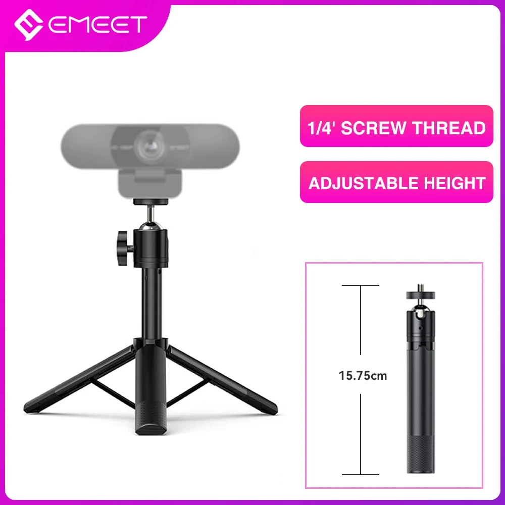 Trépied portable de bureau/tablette EMEET pour webcam, mini trépied professionnel pour la plupart des appareils photo hybrides, webcams, téléphones et GoPro
