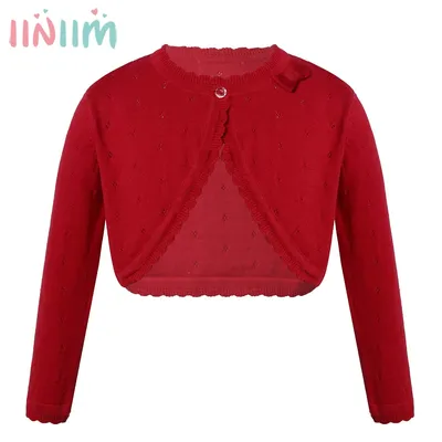 Cardigan à manches longues en coton avec nœud papillon pour fille pull rouge veste pour enfants