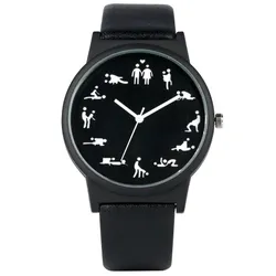 Montre à quartz créative amusante pour homme montres à quartz à cadran noir montre-bracelet