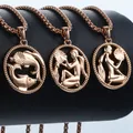 Collier pendentif signe du zodiaque pour homme 12 constellations or rose 585 horoscope bijoux