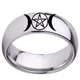 Bague pentacle triple lune pour hommes et femmes acier inoxydable déesse Wicca croissant de lune