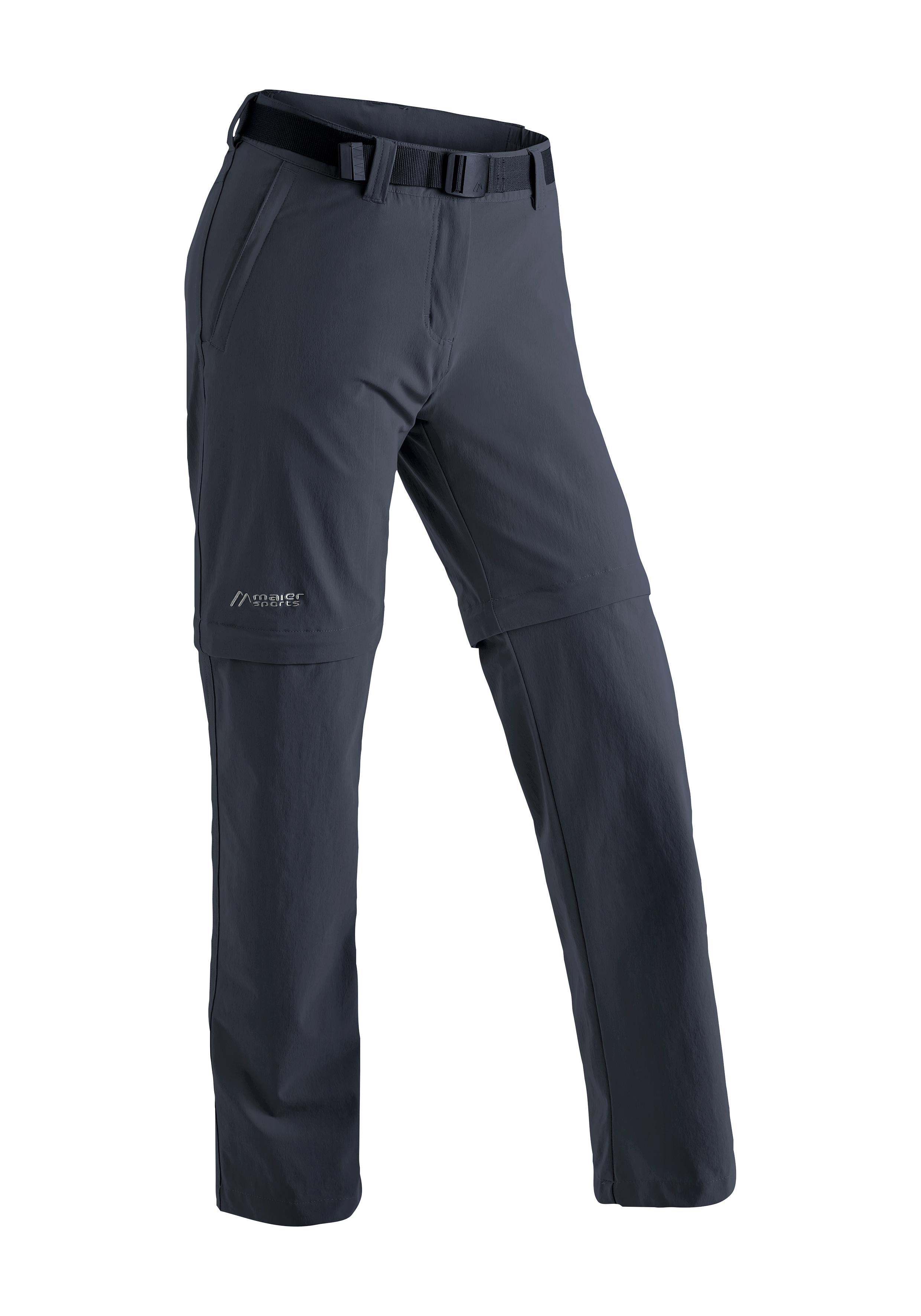 Funktionshose MAIER SPORTS "Nata 2", Damen, Gr. 21, Kurzgrößen, blau (dunkelblau), 90% Polyamid, 10% Elasthan, Hosen, Damen Wanderhose, zipp-off Outdoor-Hose, 3 Taschen, Regular Fit Image