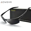 AOWEAR-Lunettes de soleil polarisées sans monture pour hommes lunettes de conduite en aluminium