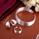 Chaîne ouverte en argent regardé 925 pour femme bracelet mignon bracelet boucles d'oreilles