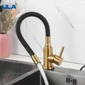 ULA robinet de cuisine en acier inoxydable mitigeur d'eau chaude et froide bec flexible rotatif à