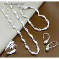 Charmhouse-Ensemble de bijoux en argent 925 pour femme boucles d'oreilles goutte d'eau collier