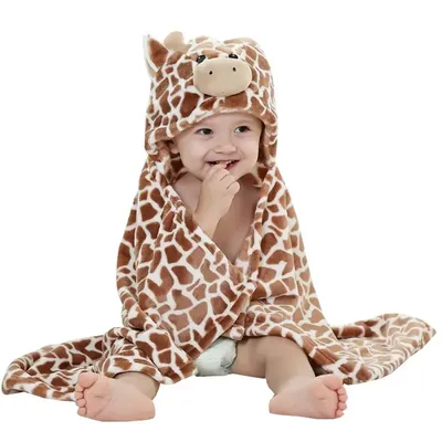 Peignoir à Capuche en Forme de Girafe et d'Ours pour Bébé Serviette de Bain Douce pour Nouveau-né