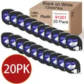 20PK Compatible Dymo LetraTag 91201 rubans d'étiquettes en plastique noir sur blanc pour Machine à étiquettes Dymo LT-100H EVA LT100H boîtier d'imprimante