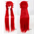 Kuroshitsuji-Perruque de Cosplay Synthétique Rouge Cheveux Longs et Lisses Bonnet Majordome Noir