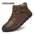DEKABR-Bottes de marche en cuir souple pour hommes bottes de rinçage confortables à plateforme