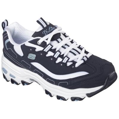 Sneaker SKECHERS "D´Lites - Biggest Fan", Damen, Gr. 35, blau (navy, weiß), Leder, Synthetik, Textil, sportlich, Schuhe,