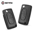 KEYYOU – coque de clé télécommande pliable à 2 boutons avec lame HU83/VA2 pour Peugeot 107 207 307