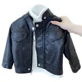 Veste en cuir pour enfants manteau à fermeture éclair pour garçons et filles nouvelle mode