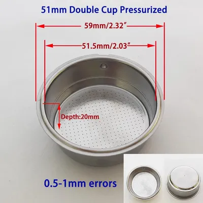Mir de filtre pressurisé pour machine à café domestique pièces de cafetière non pré double tasse