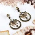 Boucle d'oreille goutte de cristal gris turc pour femme boucle d'oreille indienne en or antique