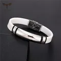 Bracelets en acier inoxydable pour hommes et femmes bracelets en silicone blanc et noir bracelet
