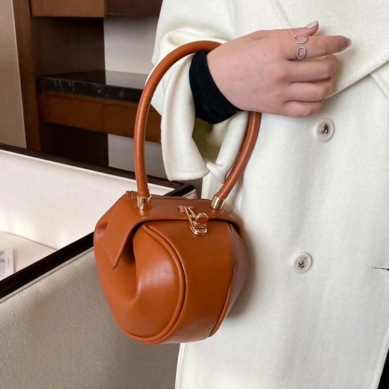 Sac à main boule ronde pour femmes, sac de Bowling de styliste en cuir PU, Mini sacs à bandoulière de luxe, sac à aisselles à la mode