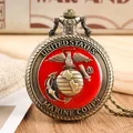 Montre de Poche à Quartz Vintage du Corps des Marines des États-Unis Pendentif Souvenir Rouge