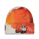 Men's New Era Brown Cleveland Browns 2022 Sideline Ink Dye Cuffed Knit Hat