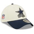 Men's New Era Cream/Navy Dallas Cowboys 2022 Sideline 39THIRTY 2-Tone Flex Hat