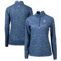 Women's Cutter & Buck Navy Detroit Tigers Traverse Camo Print Stretch Quarter-Zip Pullover Top