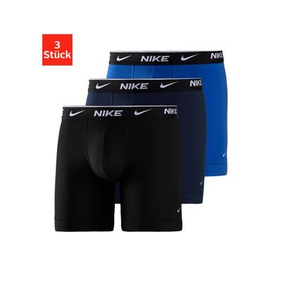 Boxer NIKE UNDERWEAR "BOXER BRIEF 3PK", Herren, Gr. S (46), blau (blau, dunkelblau, schwarz), Jersey, Obermaterial: 95% Baumwolle, 5% Elasthan, körpernah, Unterhosen, mit Logo-Elastikbund Image