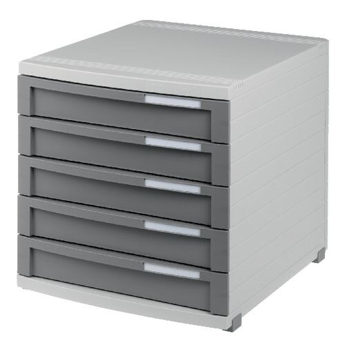 HAN CONTUR Schubladenboxen PS (Polystyrol) Grau, Hellgrau 5 Schübe 30 x 38,2 x 30,7 cm DIN B4 Image