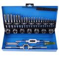 Thread Tap,Screw Taps Tool Set 32pcs M3-M12 Coarse Pitch Alloy Steel Tap and Die Set with Wrench Thread Gauge Hand Tools Thread Taping Tool Screw Die for Metalworking, Threading on Steel