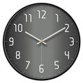 Modern Wall Clock Silent Non-Ticking Black&Grey Simple Style Large Number Display Analog Round Metal Wall Clocks Mantel Clock Decorative for Office Bedroom Kitchen Living Room Home Decor 35cm