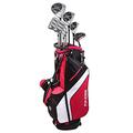 FAZER - CTR25 - Mens Premium Stainless Steel Golf Club Complete Package Set - 6-SW Irons, 1 Putter, 1 Driver, 1 Fairway wood, 1 Hybrid - Waterproof Club Set - Red - Right Handed