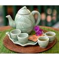 Bayou Breeze Fulks 6 Piece Celadon Ceramic Tea Set Porcelain China/Ceramic in Green | 6 H x 8.5 W x 7.75 D in | Wayfair