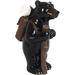 Trinx Emberrose Western Rustic Bear Hiking w/ Backpack & Trekking Pole Stick Figurine Resin in Black | 4.5 H x 3.25 W x 2.25 D in | Wayfair