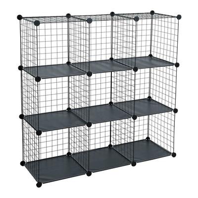 Estexo - Regalsystem Steckregal diy Regal 9 Fächer Gitter Metall Würfelregal Stufenregal Schwarz Image