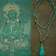 TARA MALA-Collier Long en Jade Vert avec Pompon Bijoux de Yoga