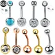 G23 Titanium Crystal Gem Piercing Barbell Rings Belly Button Nombril Rings Charming Jewelry