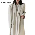 Trench-Coat Long et épais pour femme vêtement d'extérieur CHIC coupe-vent haut de bureau automne